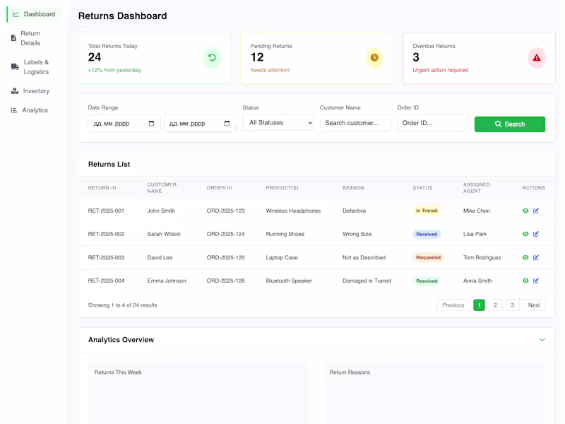 Cover image for Returns Management System for E-commerce stores