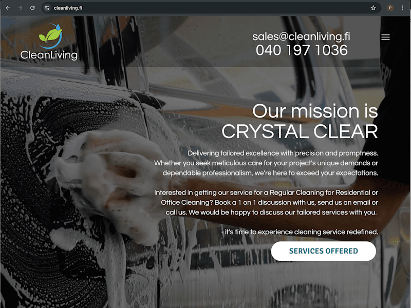 Cover image for Cleanliving Oy - Web Design Project using Wix