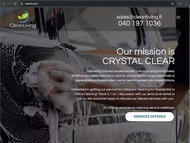 Cover image for Cleanliving Oy - Web Design Project using Wix