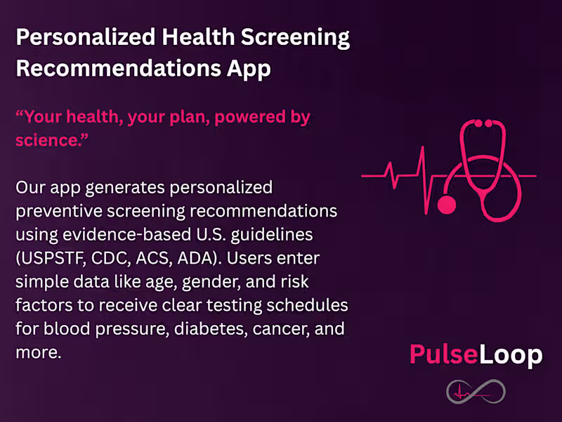 Cover image for Personalized Health Screening Recommendations App