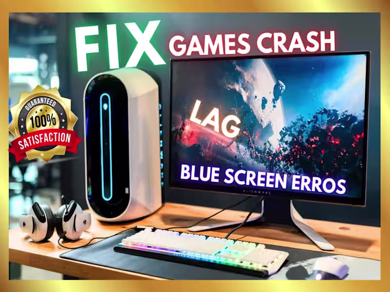 Cover image for fix games errors,blue screen crashes bugs,low fps lag freezes PC