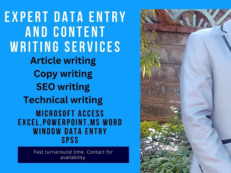 Cover image for Content writer, Data entry clerk, Graphic designer, SEO Writer