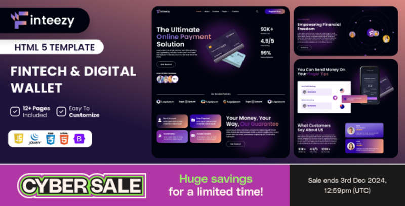 Cover image for Finteezy - Fintech Startup & Digital Wallet HTML5 Website