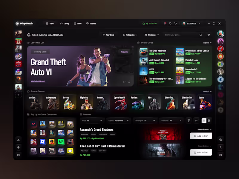 Cover image for PlayMuch Gaming - Dashboard Store