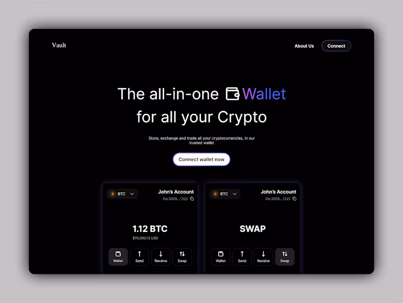 Cover image for Vault Crypto Wallet landing page
