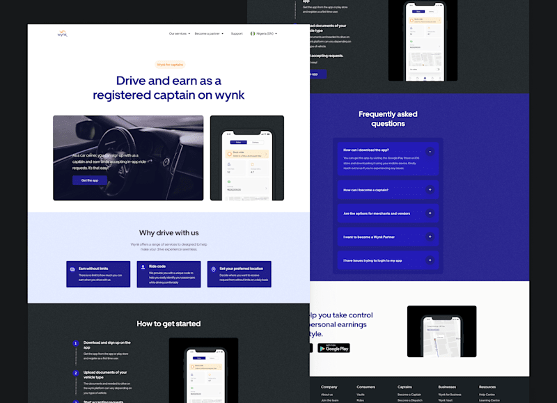 Cover image for Wynk ride-hailing landing page