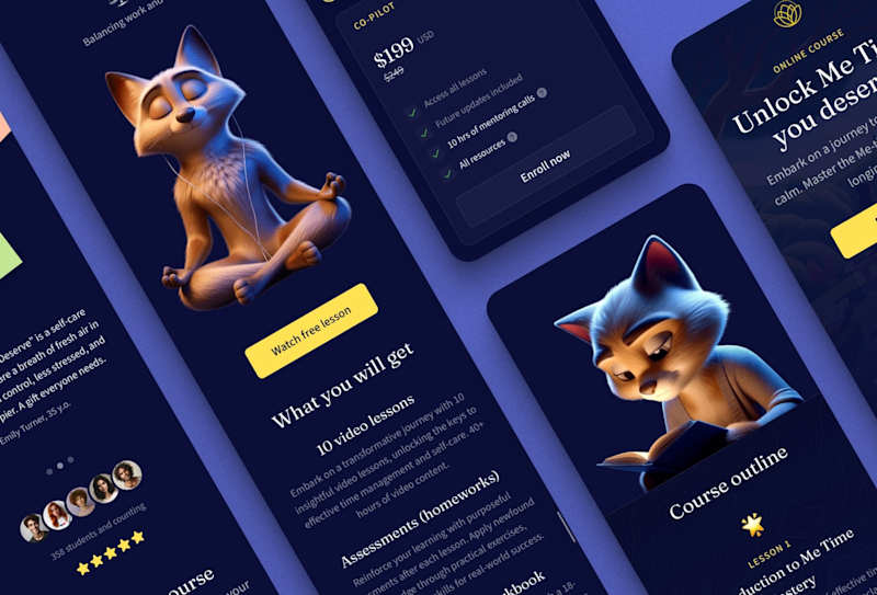 Cover image for Online course landing page Framer template