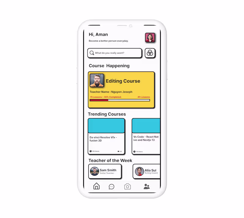 Cover image for Homepage of a app in neo brutal design 