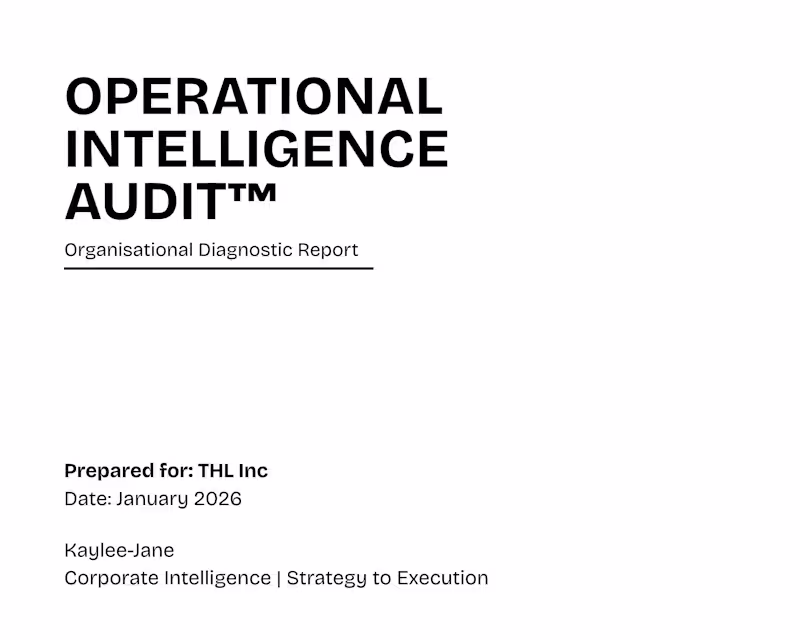 Cover image for OPERATIONAL INTELLIGENCE AUDIT™ 