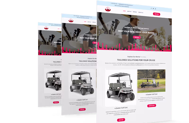 Cover image for golf cart rental website for golf cart rental company :: Behance