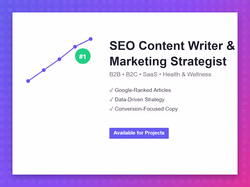 Cover image for SEO Content Writer & Marketing Strategist | B2B, B2C & SaaS 