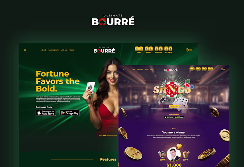 Cover image for UI/UX for Ultimate-Bourré (Framer Landing Page Design)