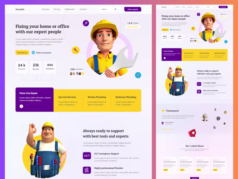 Cover image for HomeFix – Plumber & Home Services Website Template HomeFix i...