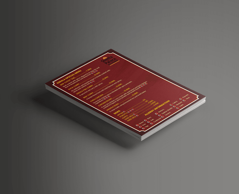 Cover image for Restaurant Menu Card Design - Sheela Palace