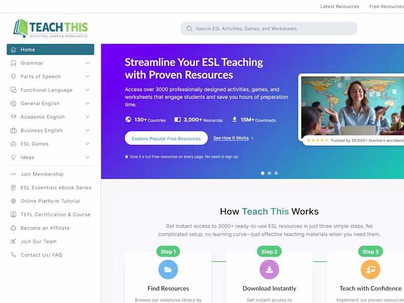 Cover image for Modern UI/UX Design for ESL Resource & Teaching Websites