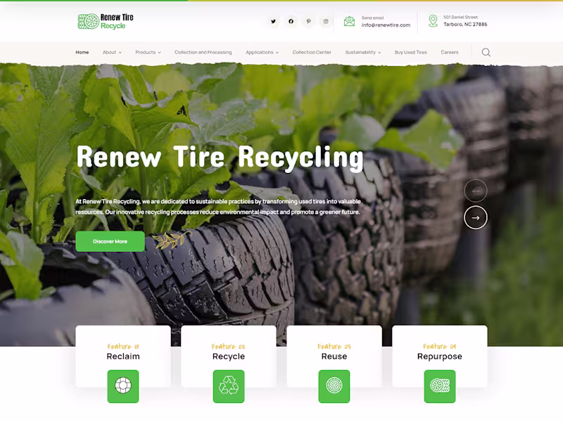 Cover image for A Business website for recycling company "Renew Tire Recycling" 