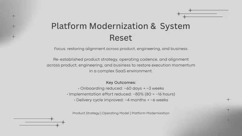 Cover image for Platform Modernization & Product System