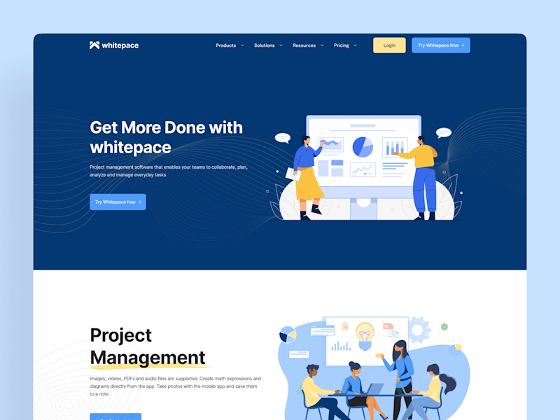 Cover image for Whitepace - Workspace Landing Page | SaaS | UX/UI Design