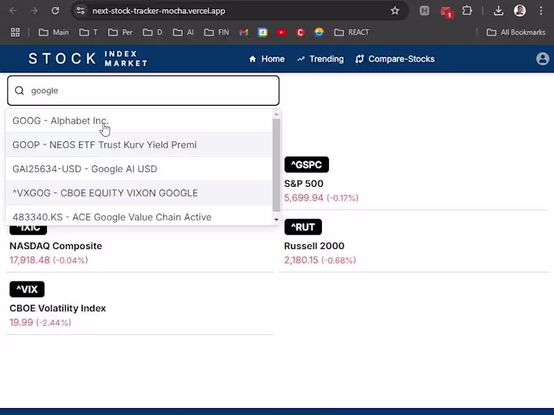 Cover image for Stock Tracker App - NextJs, React