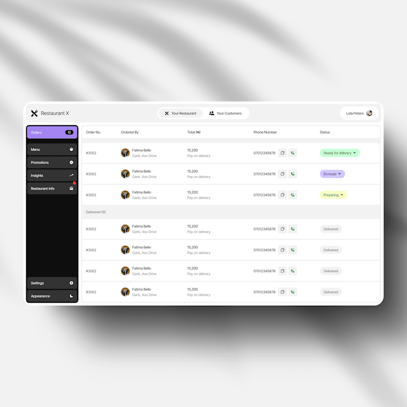 Cover image for Website design for a restaurant CRM app. 