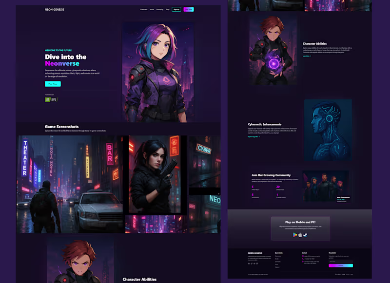 Cover image for 🚀Neon Genesis – an anime-inspired, cyberpunk-style landing page