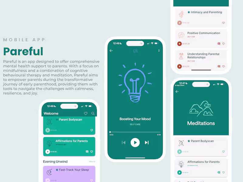 Cover image for UX Design & Wireframes Mental Health App for Parents