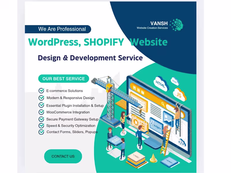 Cover image for design a complete wordpress website with plugin, woocommerce
