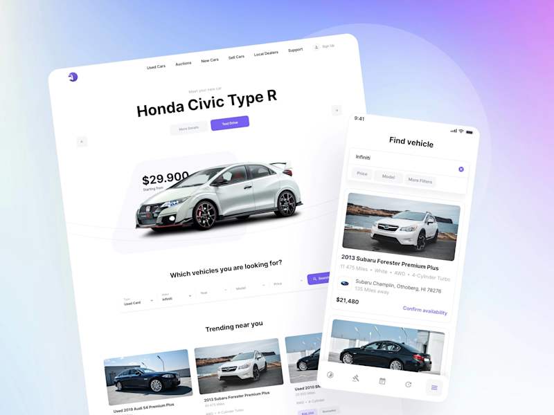 Cover image for Vehically Web and Mobile UI Kit Design