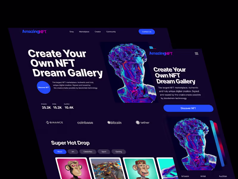 Cover image for AmazingNFT Landing Page Build With Webflow
