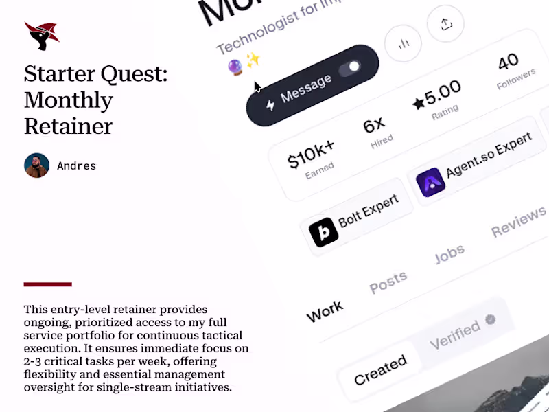 Cover image for Starter Quest (Priority Execution Monthly Retainer)