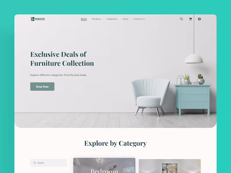 Cover image for InWood - Furniture Store | eCommerce |  UX/UI Design