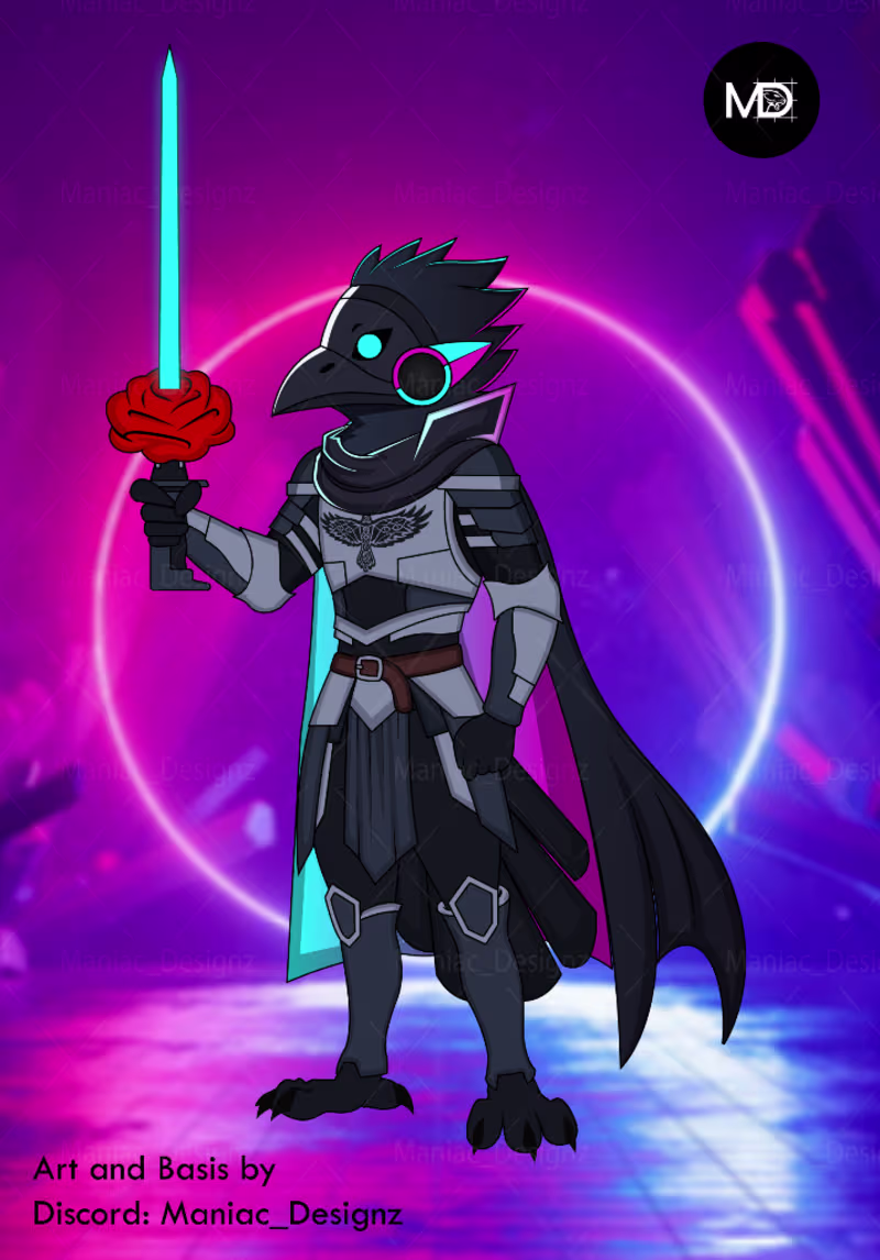 Cover image for Dive into the neon future with this cyber crow protogen! 🦅 ...