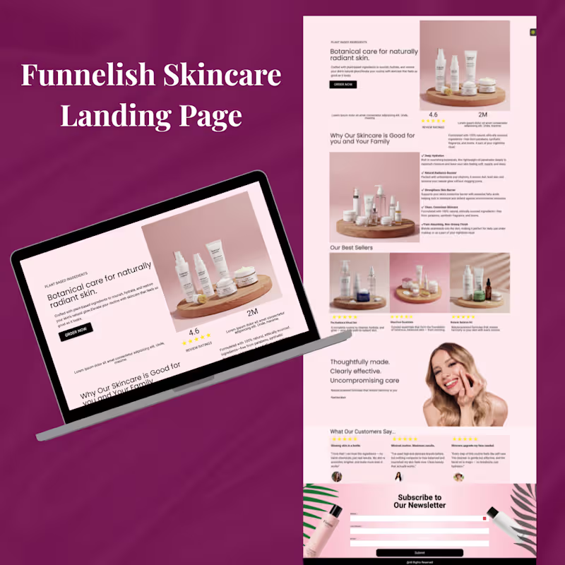Cover image for  Funnelish Landing Page for Clean Beauty Brand