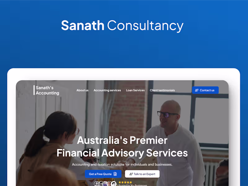 Cover image for Sanath Accounting Landing Page Design and Framer Development