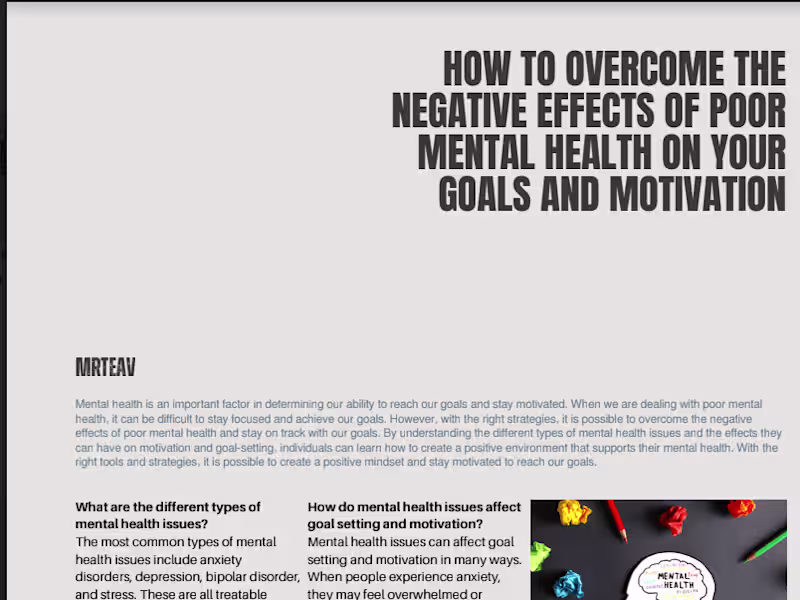 Cover image for Article on Mental Health