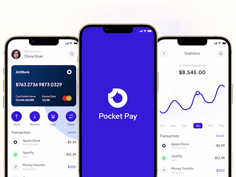 Cover image for Pocket Pay Fintech - Figma Mobile App Design