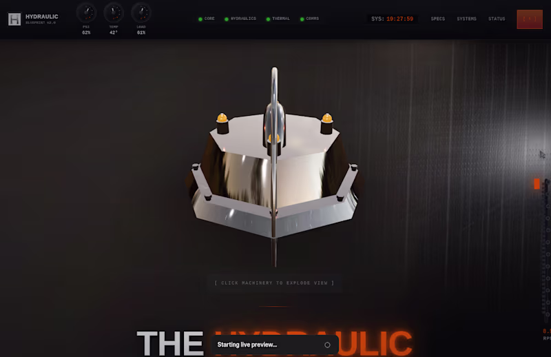 Cover image for The Hydraulic Blueprint is an industrial-themed web experien...