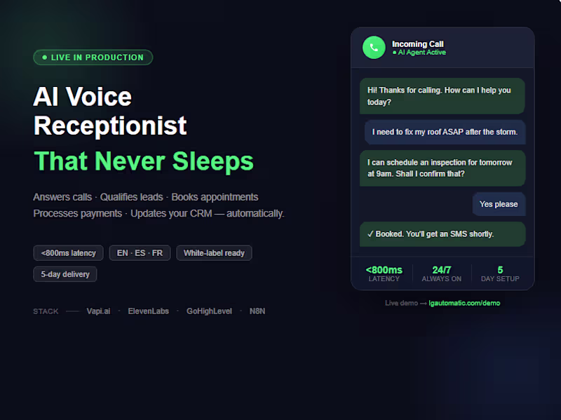 Cover image for Just deployed another AI receptionist