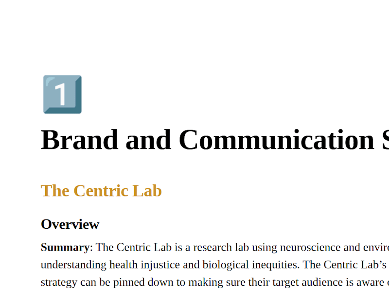 Cover image for Brand Strategy and Development: Centric Lab