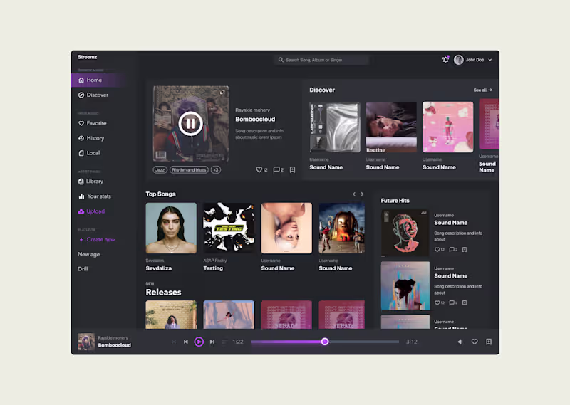 Cover image for Music streaming app dashboard from few years back. Fun fact ...