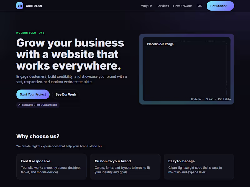 Cover image for Responsive Web Landing Page Template Tailored to Your Business