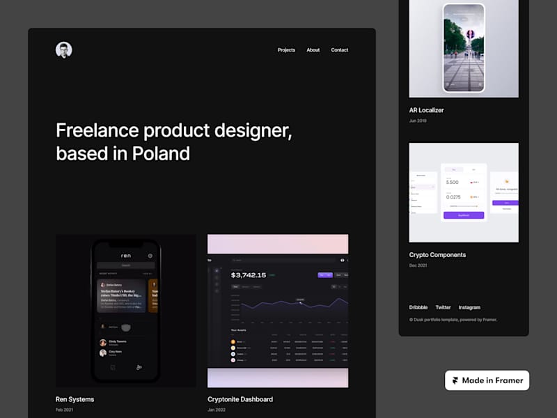 Cover image for Dusk - Free Framer Portfolio Template for Creatives