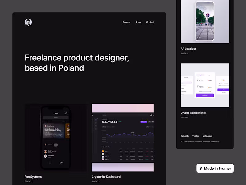Cover image for Dusk - Free Framer Portfolio Template for Creatives