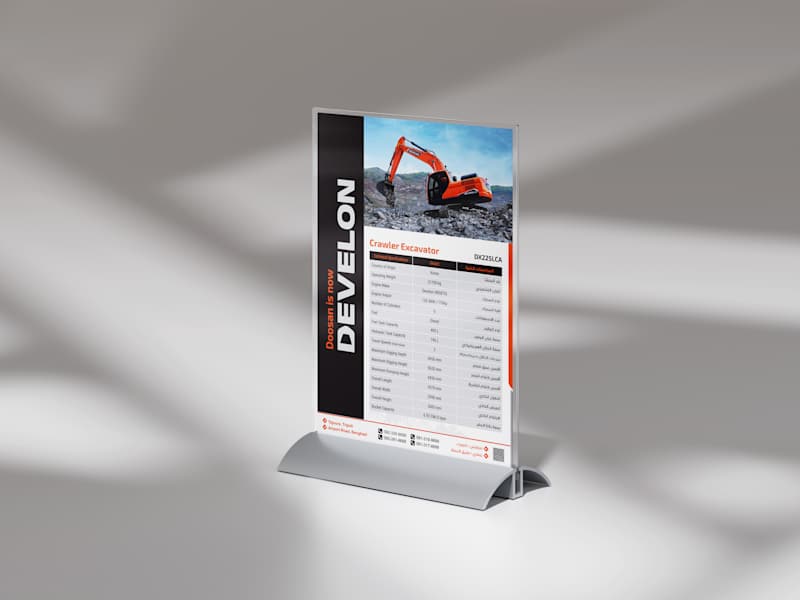 Cover image for DEVELON Excavator Datasheets Design – Bilingual Print Material