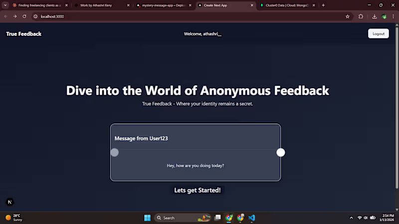 Cover image for Mystery Message App — Anonymous Feedback & Messaging Platfor...