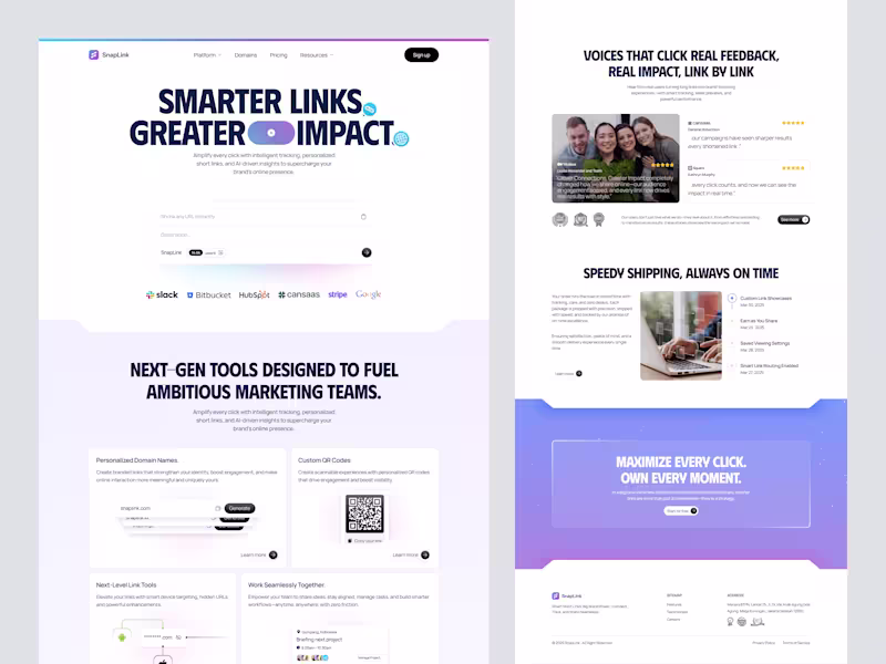 Cover image for SnapLink - Marketing SaaS Landing Page | Landing Page