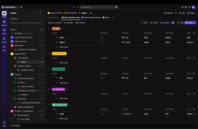 Cover image for ClickUP CRM Setup + Dashboards