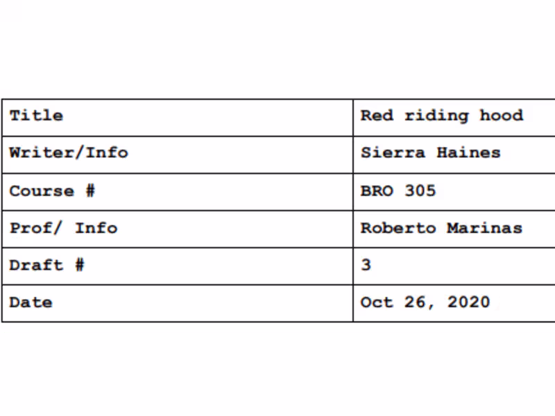 Cover image for Red Riding Hood script