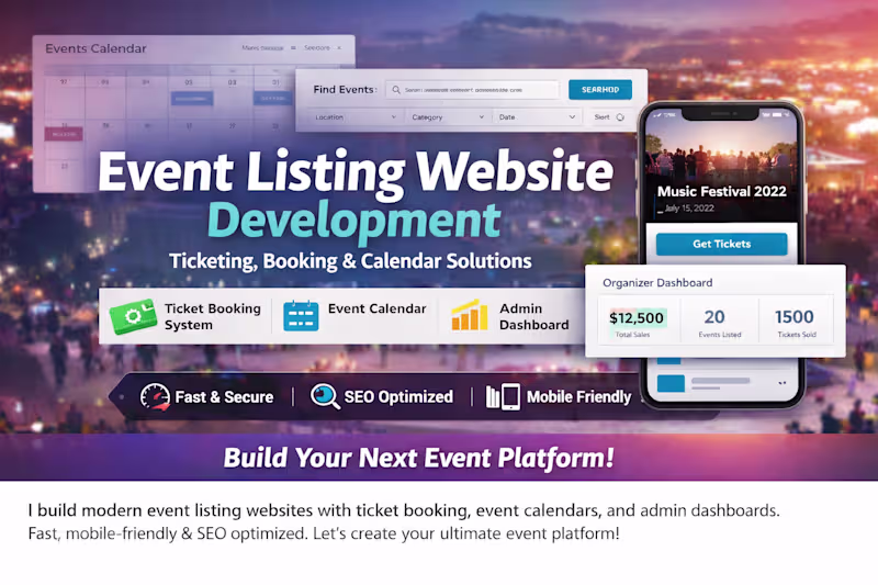 Cover image for I Will  Create Modern Event Listing Website for Organizers