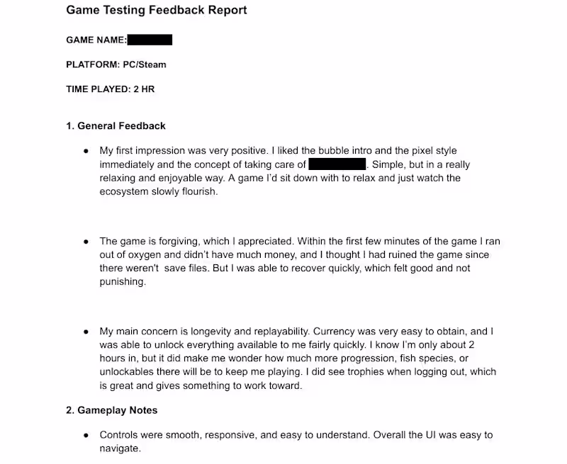 Cover image for PC Steam Game Playtest